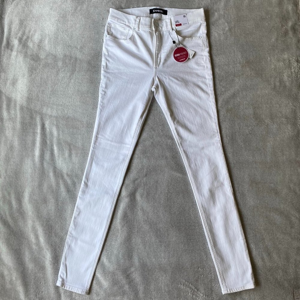 Express High Rise White Skinny Jeans